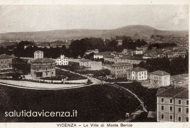 Prime case lungo Viale X Giugno Panorama di Vicenza con le ville di Monte Berico