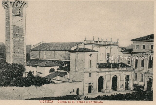 Il portico scomparso della chiesa dei Santi Felice e Fortunato. Ed. Chiovato, primo Novecento Chiesa di San Felice e Fortunato con il vecchio portico